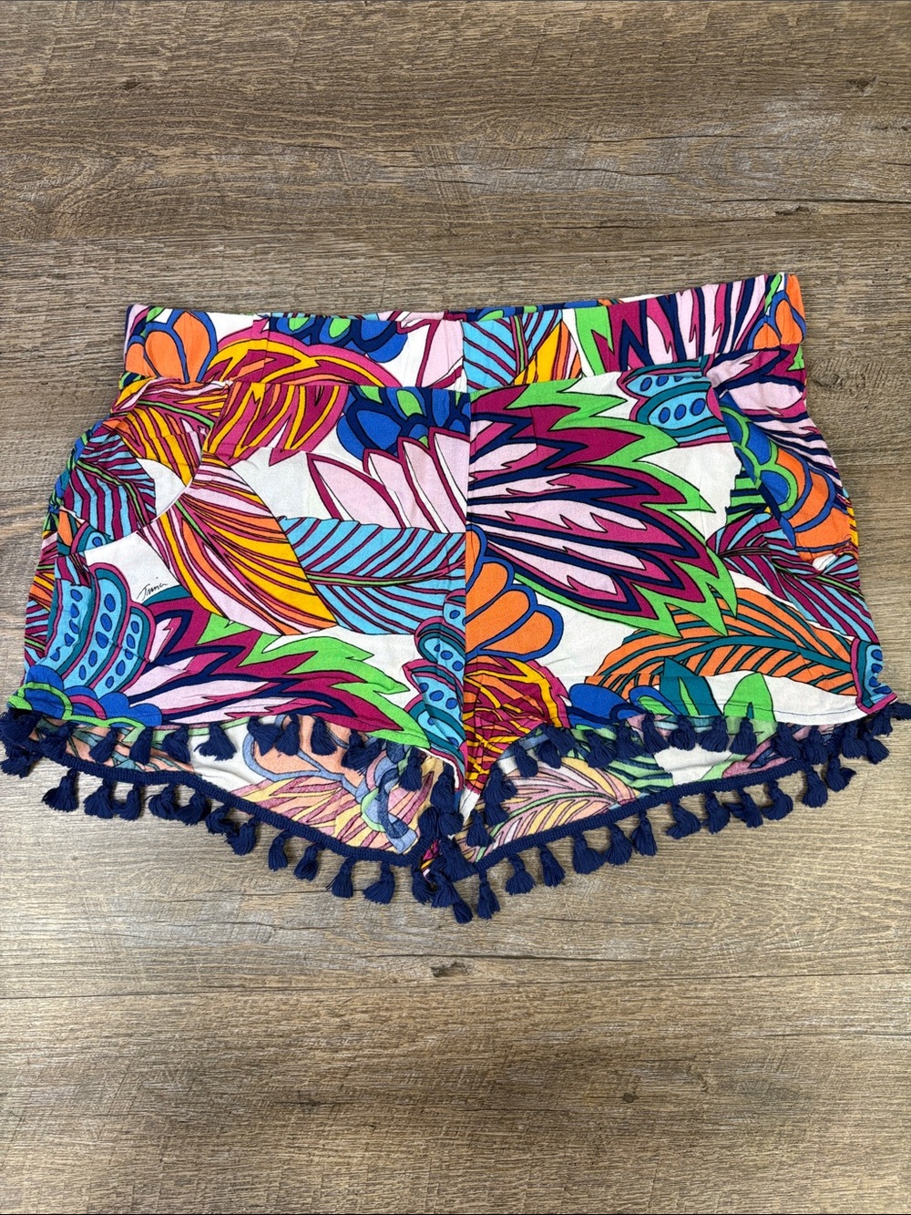Trina Turk Tropical Print Tassel Trim Shorts Multicolor